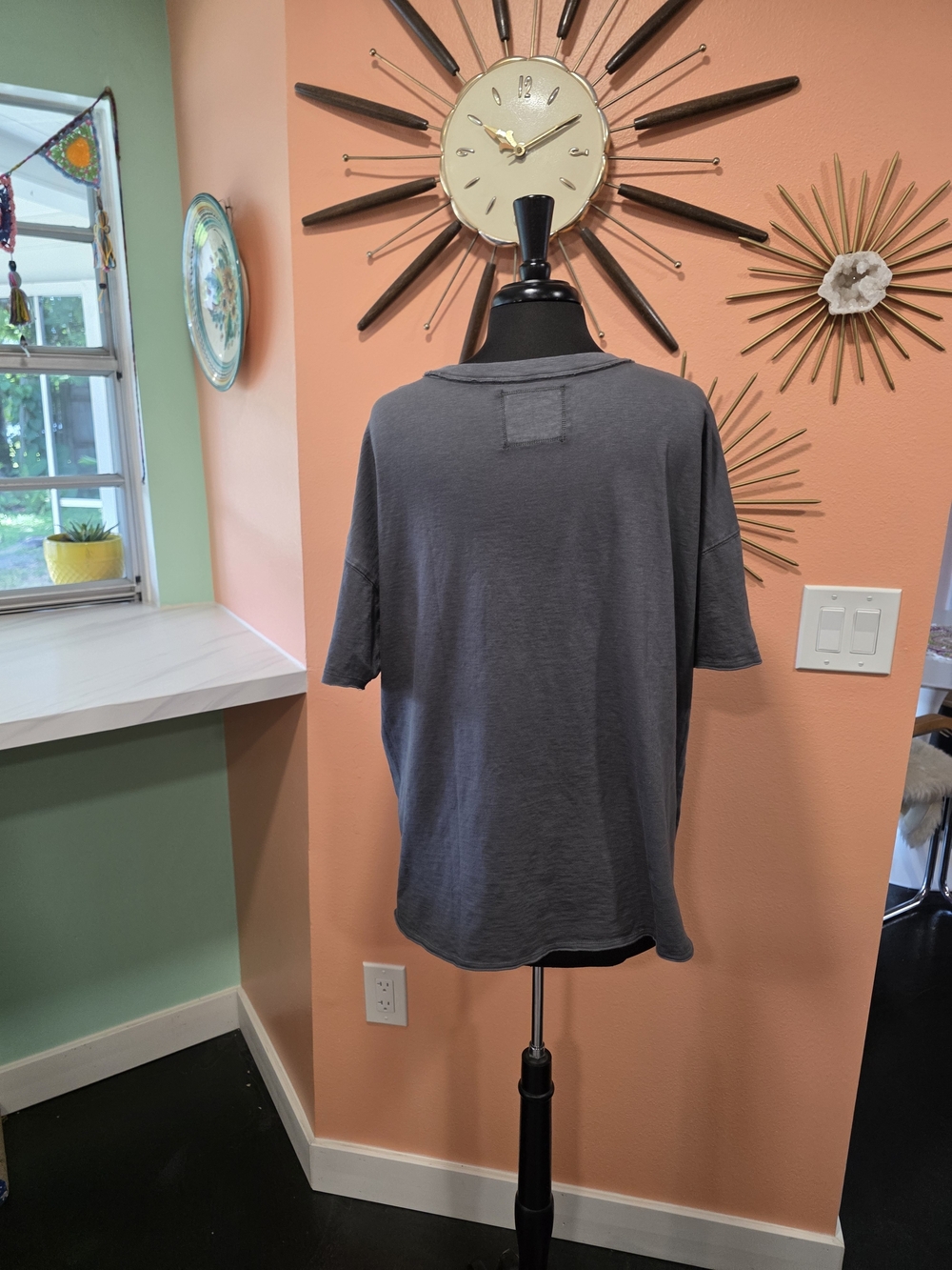 aerie NWT Charcoal Gray Graphic Short Sleeve Tee Boyfriend Boxy T White Tiger - Picture 4 of 14